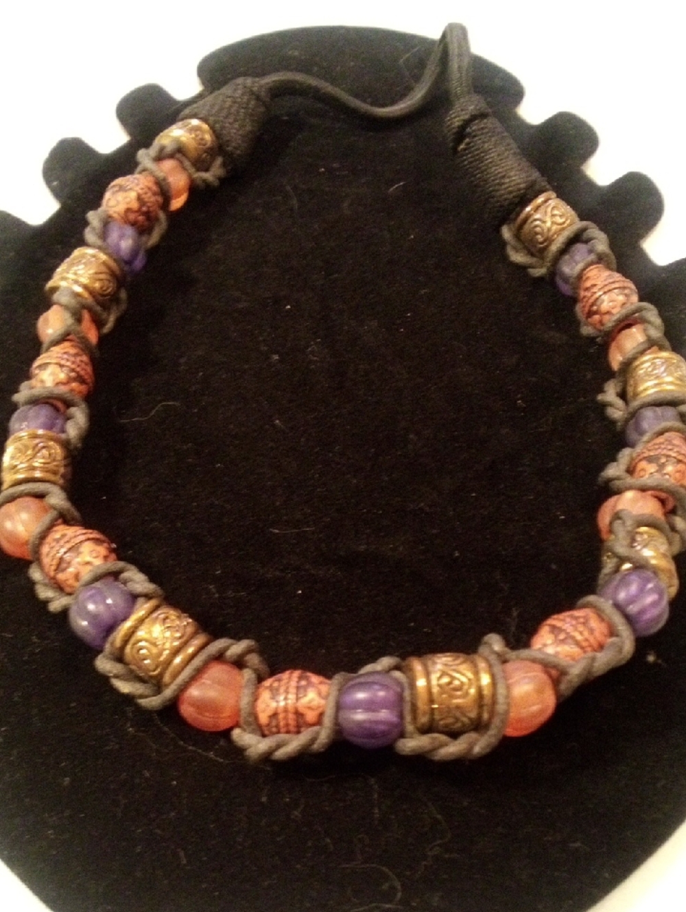 Handcrafted Purple and Orange Beaded Women's Necklace